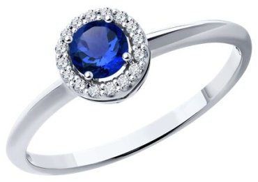 Кольцо Diamant 52-210-01772-1 размер 17.5 вес 1.3 г золото, бриллиант, сапфир купить,NaN