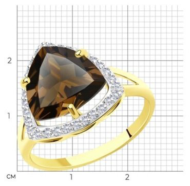 Кольцо SOKOLOV 53-310-00865-2 размер 18.5 вес 2.81 г золото, фианит, раухтопаз купить,NaN