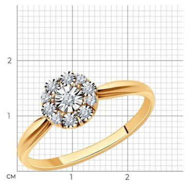 Кольцо Diamant 51-210-01315-1_17-5 размер 17.5 вес 1.67 г золото, бриллиант купить,NaN