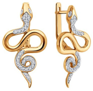 Серьги Diamant 51-220-02738-1 вес 4.87 г золото, бриллиант 119600941 купить,NaN