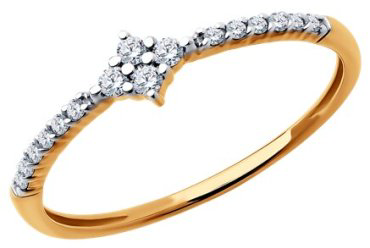 Кольцо Diamant 51-110-02399-1_17 размер 17 вес 1.04 г золото, фианит купить,NaN