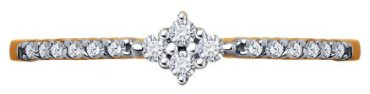 Кольцо Diamant 51-110-02399-1_17 размер 17 вес 1.04 г золото, фианит купить,NaN