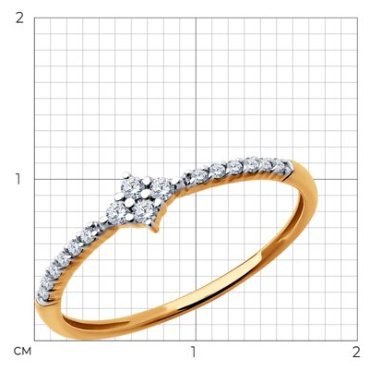 Кольцо Diamant 51-110-02399-1_17 размер 17 вес 1.04 г золото, фианит купить,NaN