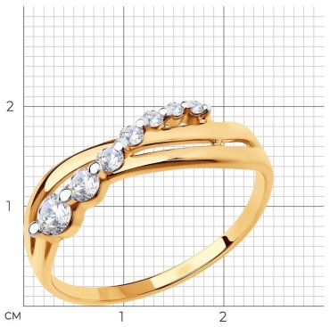 Кольцо LUXOR JEWELRY LUXOR 018523_18.5_1.75 размер 18.5 вес 1.75 г золото, фианит купить,NaN