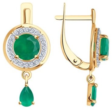Серьги Diamant 51-321-01426-2 вес 2.95 г золото, агат купить,NaN