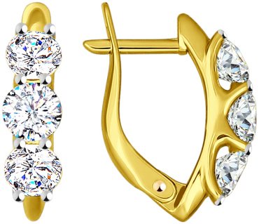 Серьги SOKOLOV 027115-2 вес 2.96 г золото, фианит купить,250509