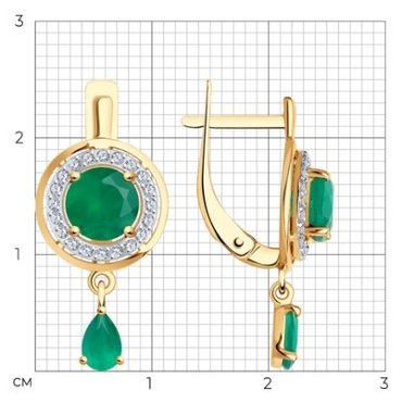 Серьги Diamant 51-321-01426-2 вес 2.95 г золото, агат купить,NaN