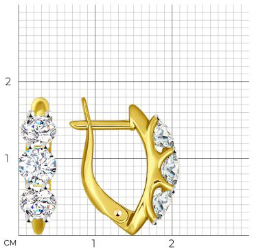 Серьги SOKOLOV 027115-2 вес 2.96 г золото, фианит купить,250509