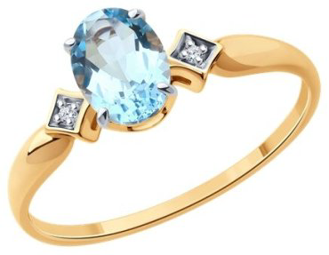 Кольцо Diamant 51-310-01919-1_17 размер 17 вес 1.42 г золото, топаз купить,NaN