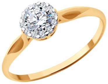 Кольцо Diamant 51-110-02211-1 размер 17 вес 1.17 г золото, фианит купить,NaN