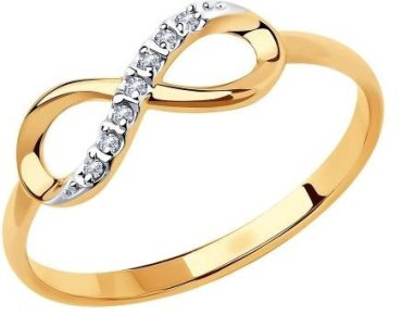 Кольцо Diamant 51-110-00787-1 размер 18 вес 1.06 г золото, фианит купить,NaN
