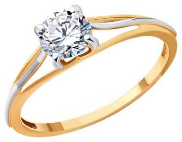 Кольцо Diamant 51-110-01852-1 размер 17 вес 1.63 г золото, фианит купить,NaN