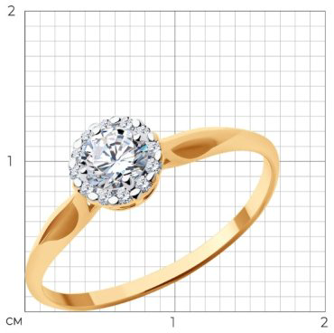 Кольцо Diamant 51-110-02211-1 размер 17 вес 1.17 г золото, фианит купить,NaN