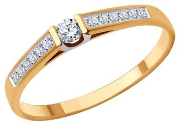 Кольцо Diamant 51-110-02054-1_17-5 размер 17.5 вес 1.3 г золото, фианит купить,NaN