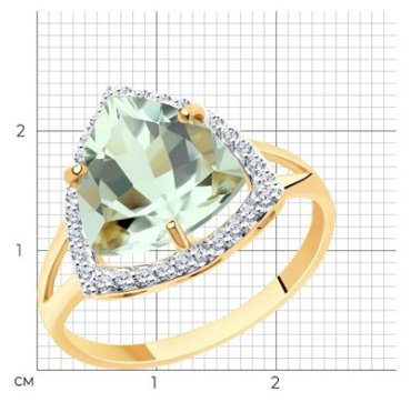 Кольцо Diamant 51-310-00865-4_19-5 размер 19.5 вес 2.87 г золото, аметист купить,NaN