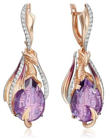 Серьги PLATINA 02-5296-00-225-1110 Tan вес 10.74 г золото, аметист, топаз купить,NaN