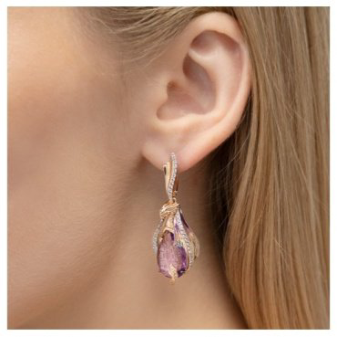 Серьги PLATINA 02-5296-00-225-1110 Tan вес 10.74 г золото, аметист, топаз купить,NaN