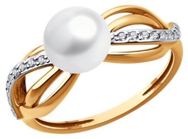 Кольцо Diamant 51-310-02362-1_18 размер 18 вес 2 г золото, жемчуг купить,NaN