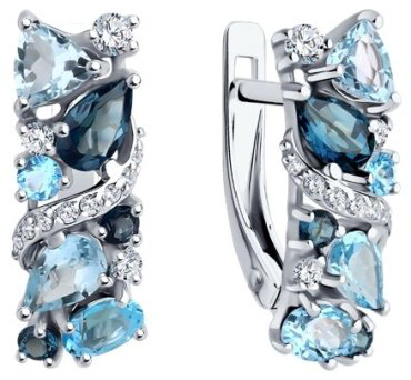 Серьги Diamant 52-320-02168-1 вес 3.31 г золото, лондон топаз купить,255371