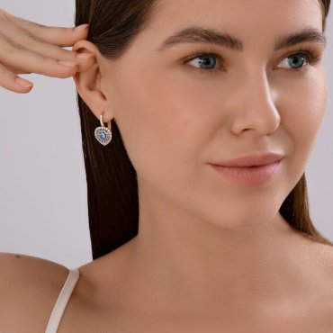 Серьги Золото России 379827 TohaSharm вес 4.47 г золото, топаз, фианит купить,NaN