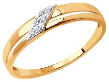 Кольцо Diamant 51-110-01611-1_17 размер 17 вес 1.35 г золото, фианит купить,NaN