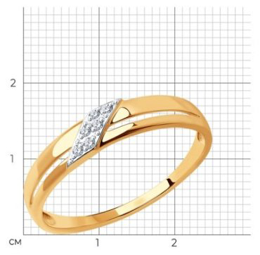 Кольцо Diamant 51-110-01611-1_17 размер 17 вес 1.35 г золото, фианит купить,NaN