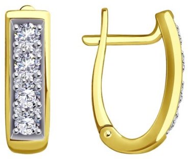 Серьги Diamant 53-120-01854-1 вес 3.7 г золото, фианит купить,NaN