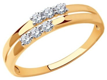 Кольцо Diamant 51-110-01754-1 размер 17 вес 1.49 г золото, фианит купить,NaN