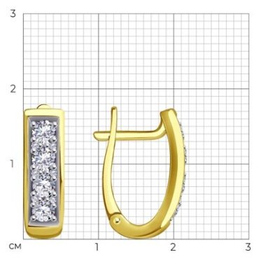 Серьги Diamant 53-120-01854-1 вес 3.7 г золото, фианит купить,NaN