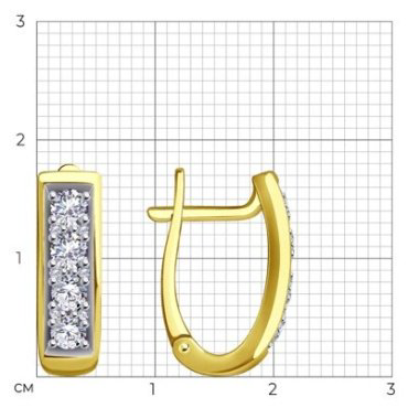 Серьги Diamant 53-120-01854-1 вес 3.7 г золото, фианит купить,NaN