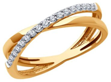 Кольцо Diamant 51-110-02565-1_17 размер 17 вес 2.7 г золото, фианит купить,NaN