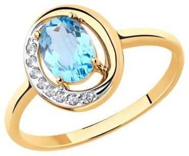 Кольцо Diamant 51-310-00224-1_185 размер 18.5 вес 1.74 г золото, топаз купить,NaN