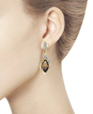 Серьги Diamant 53-321-00703-2 вес 5.87 г золото, фианит, раухтопаз купить,NaN