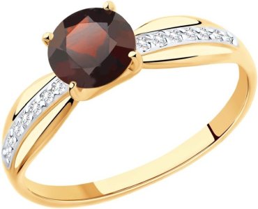 Кольцо LUXOR JEWELRY LUXOR 715948 17,5 размер 17.5 вес 1.61 г золото, фианит, гранат купить,NaN