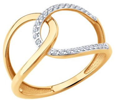 Кольцо Diamant 51-110-02866-1 размер 18 вес 2.49 г золото, фианит купить,NaN