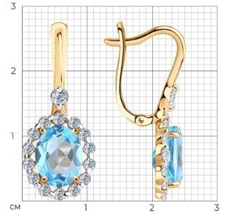 Серьги SOKOLOV 727529 вес 4.73 г золото, фианит, топаз купить,NaN