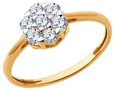 Кольцо Diamant 51-110-02331-1_18 размер 18 вес 1.58 г золото, фианит купить,NaN