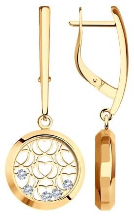 Серьги SOKOLOV 029406 вес 6.49 г золото, фианит купить,461871