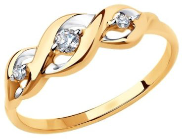 Кольцо Diamant 51-110-00857-1 размер 17 вес 1.5 г золото, фианит купить,NaN