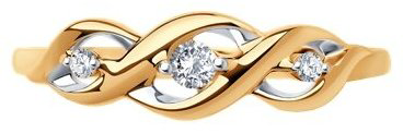 Кольцо Diamant 51-110-00857-1 размер 17 вес 1.5 г золото, фианит купить,NaN