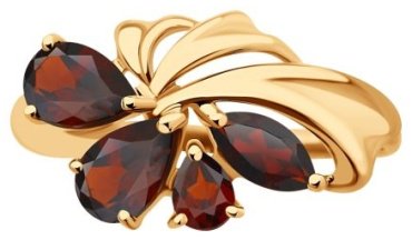 Кольцо Diamant 714631_17 размер 17 вес 1.79 г золото, гранат купить,NaN
