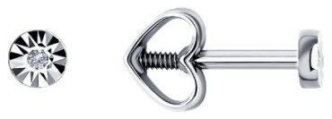Серьги Diamant 52-222-01076-2 вес 0.63 г золото, бриллиант купить,NaN
