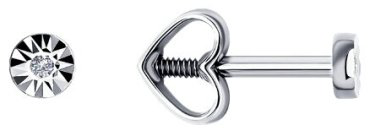 Серьги Diamant 52-222-01076-2 вес 0.63 г золото, бриллиант купить,NaN