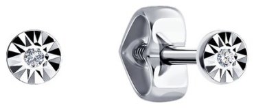 Серьги Diamant 52-222-01076-2 вес 0.63 г золото, бриллиант купить,NaN