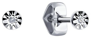 Серьги Diamant 52-222-01076-2 вес 0.63 г золото, бриллиант купить,NaN