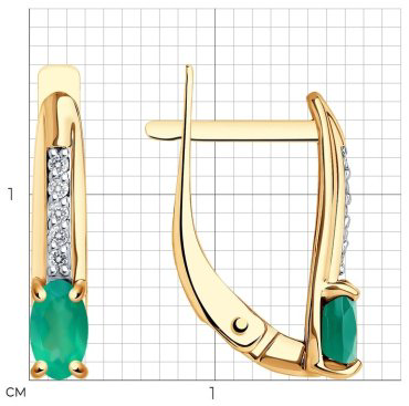 Серьги SOKOLOV 728102 вес 1.96 г золото, агат купить,NaN