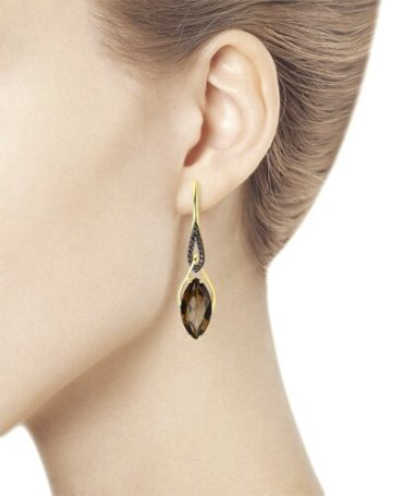 Серьги Diamant 53-320-00829-2 вес 5.85 г золото, фианит, раухтопаз купить,NaN