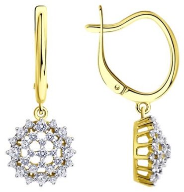 Серьги Diamant 53-121-01949-1 вес 4.34 г золото, фианит купить,347070