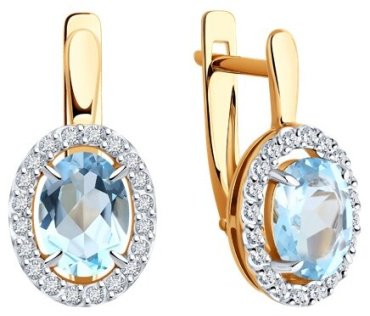 Серьги Diamant 51-320-02049-1 вес 2.88 г золото, топаз купить,269977