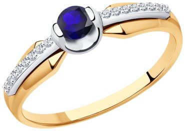 Кольцо Diamant 51-210-01504-1_17-5 размер 17.5 вес 1.94 г золото, бриллиант, сапфир купить,316673